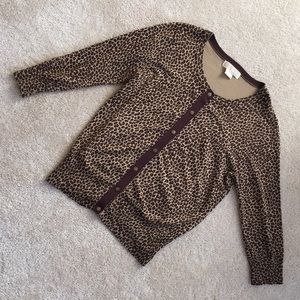 Michael Kors silk blend leopard print cardigan